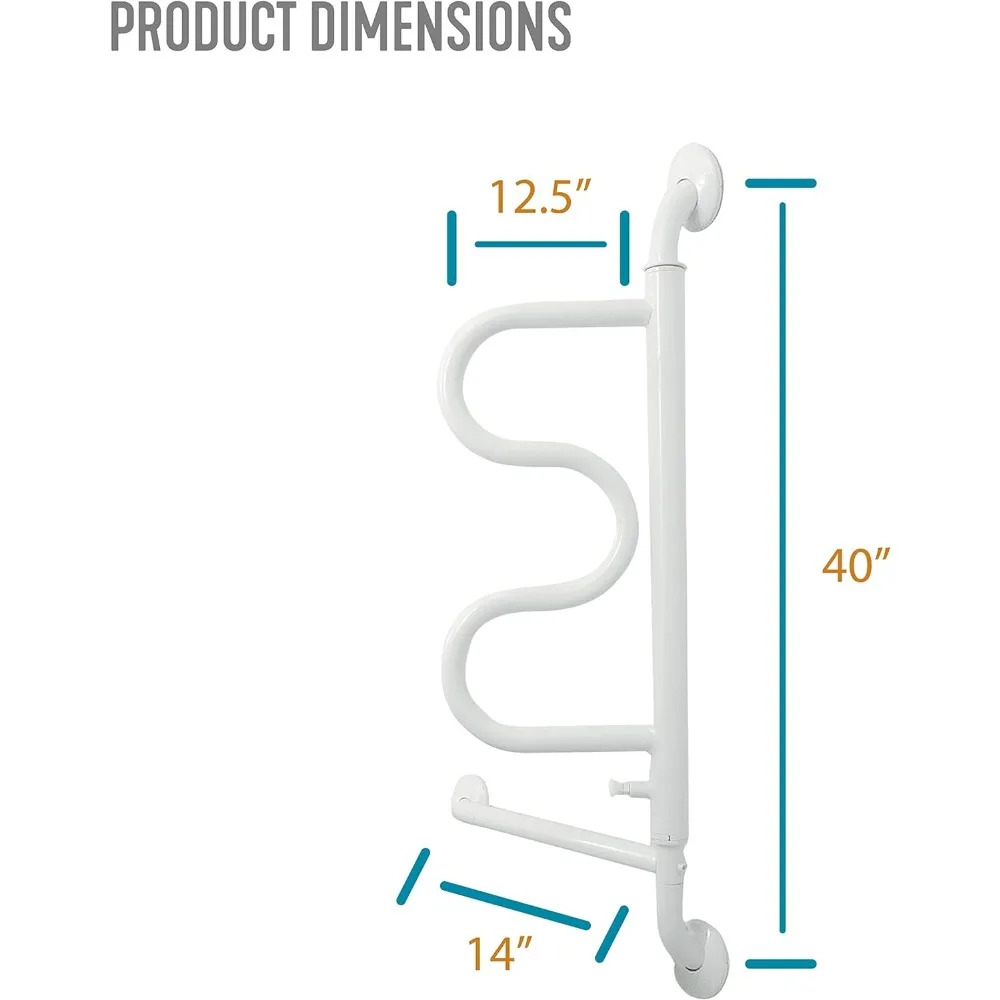 Stander Curve Grab Bar With Handrail 14 Inch Bathroom Security Assist