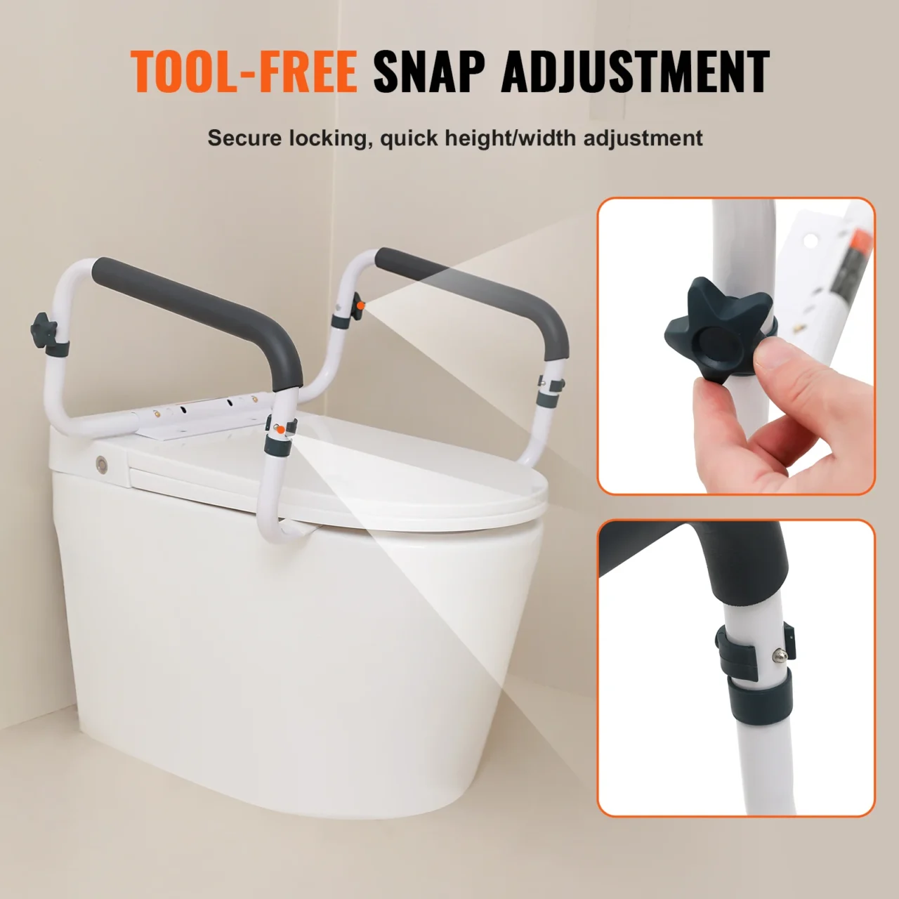 VEVOR Toilet Safety Rail 300LBS Capacity Toilet Seat Frame Adjustable Width Fit Most Toilets, Easy Installation Toilet Handles - Image 3