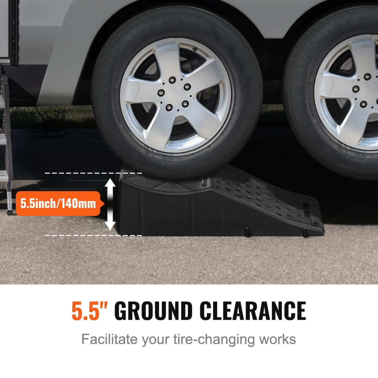VEVOR Car Ramp Low Profile Car Service Ramp 20000 lbs/10 Ton Loading Capacity 5.5" Lift Height Car Ramp Heavy Duty Tire Ramp - Image 3