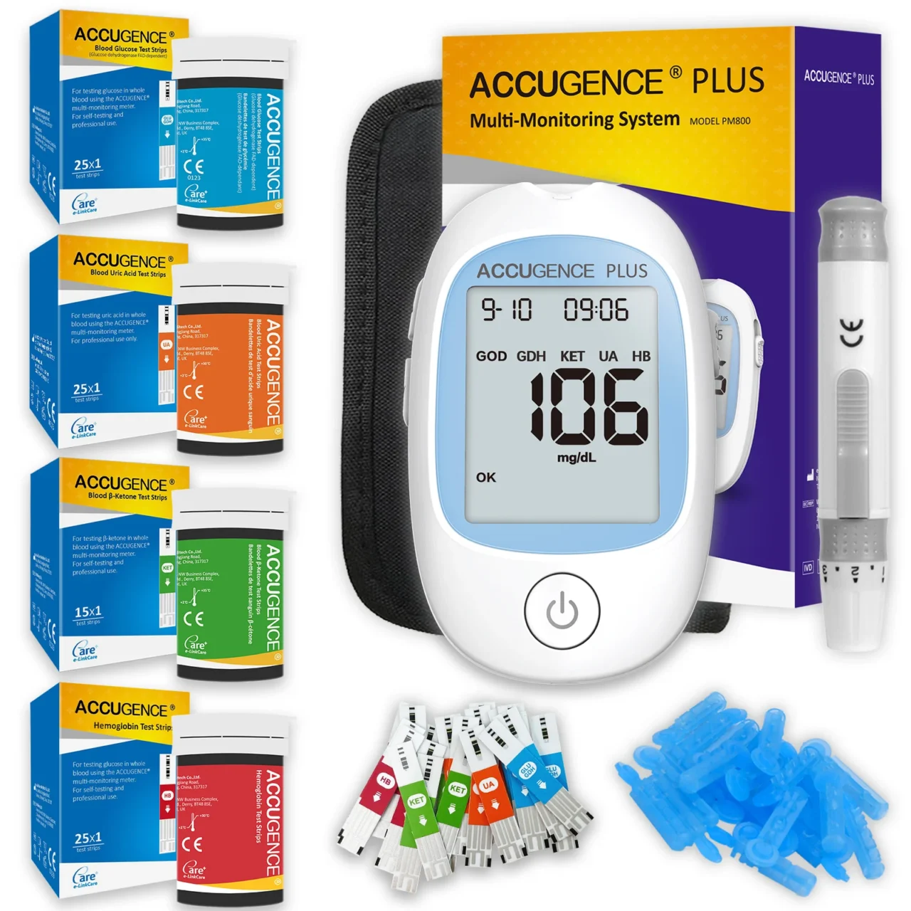 4-in-1 Blood Health Monitor – Hemoglobin, Glucose, Ketone & Uric Acid Test Kit for Stroke Recovery, Diabetes & Gout Management | Stroke Lyfe™ Wellness Essentials