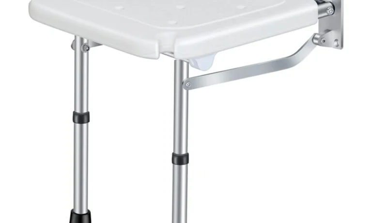 Wall-Mounted Folding Shower Bench – Flip-Up Bath Seat with Non-Slip Feet & Adjustable Height for Stroke Recovery & Elderly Safety | Stroke Lyfe™ Home Safety Gear
