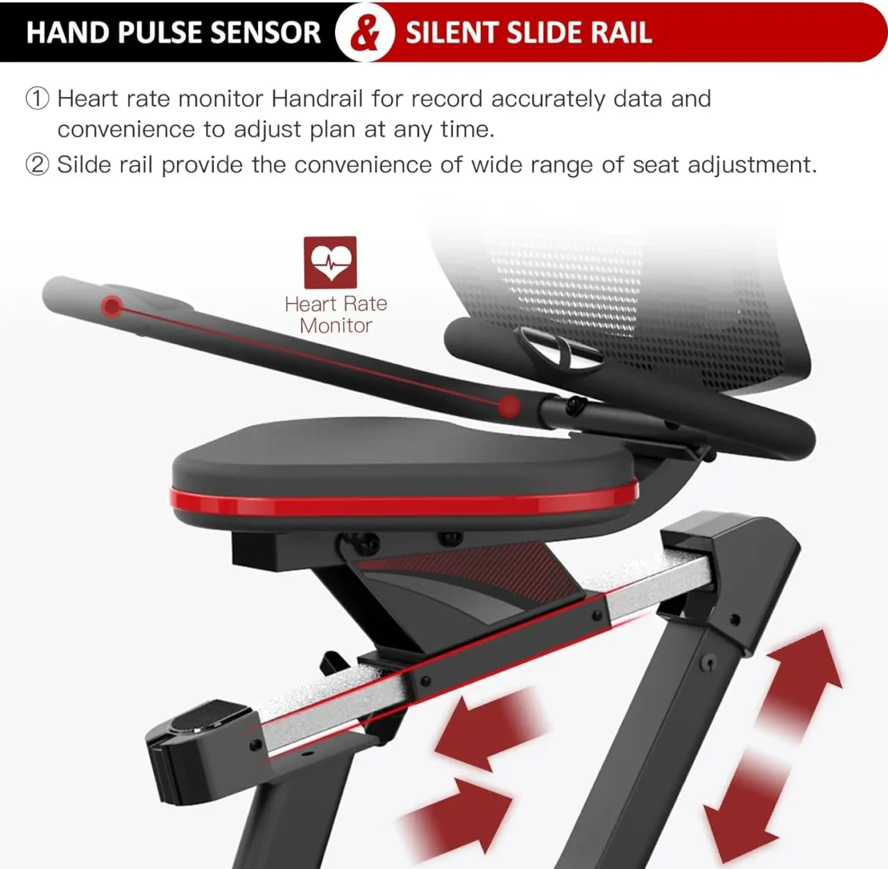 Magnetic Recumbent Exercise Bike with Arm Exerciser, Recumbent bikes for Adult and Seniors, Recumbent Exercise bike for Home gym - Image 4