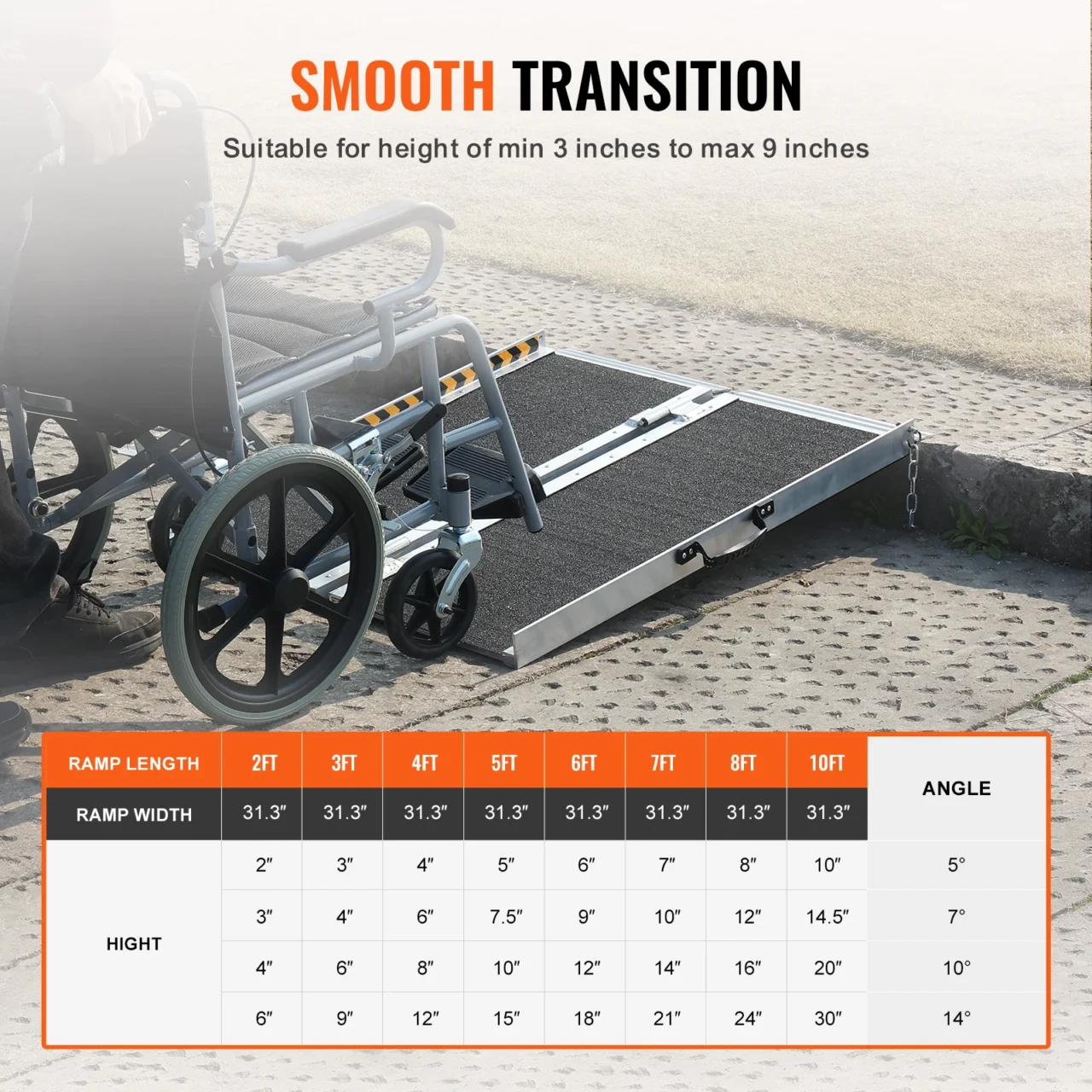 VEVOR Portable Wheelchair Ramp Non-Slip Aluminum Folding Threshold Ramp Foldable Mobility Scooter Ramp Wheel Chair Ramp - Image 5