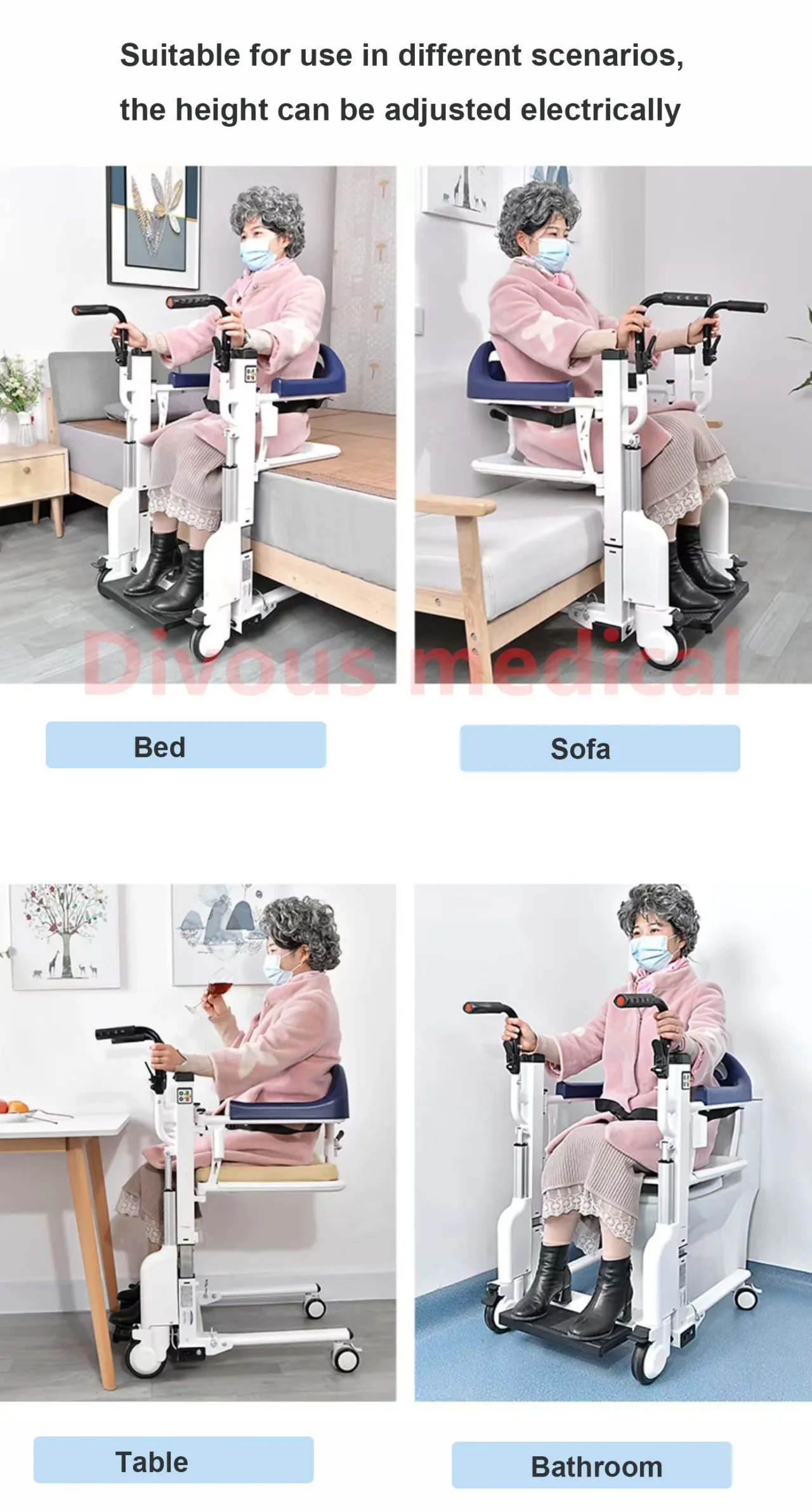 Electric Patient Transfer Lift Wheelchair Multi-Function Lift Car Seat Commode Can Chair Elderly Handicapped - Image 6