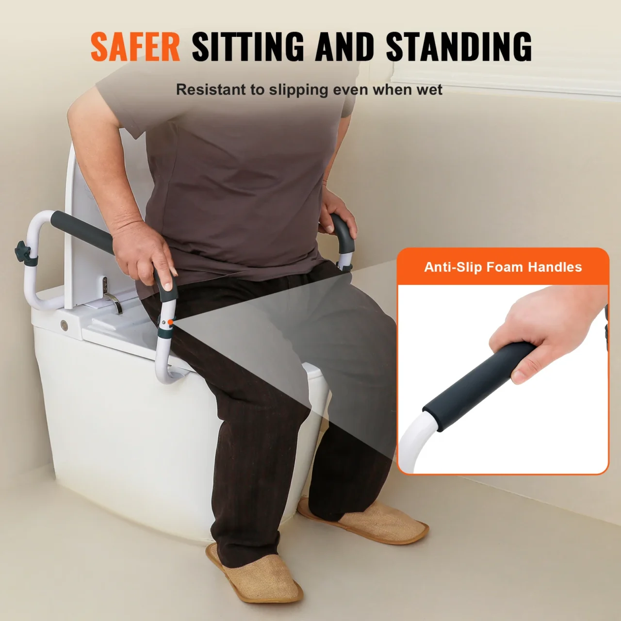 VEVOR Toilet Safety Rail 300LBS Capacity Toilet Seat Frame Adjustable Width Fit Most Toilets, Easy Installation Toilet Handles - Image 4