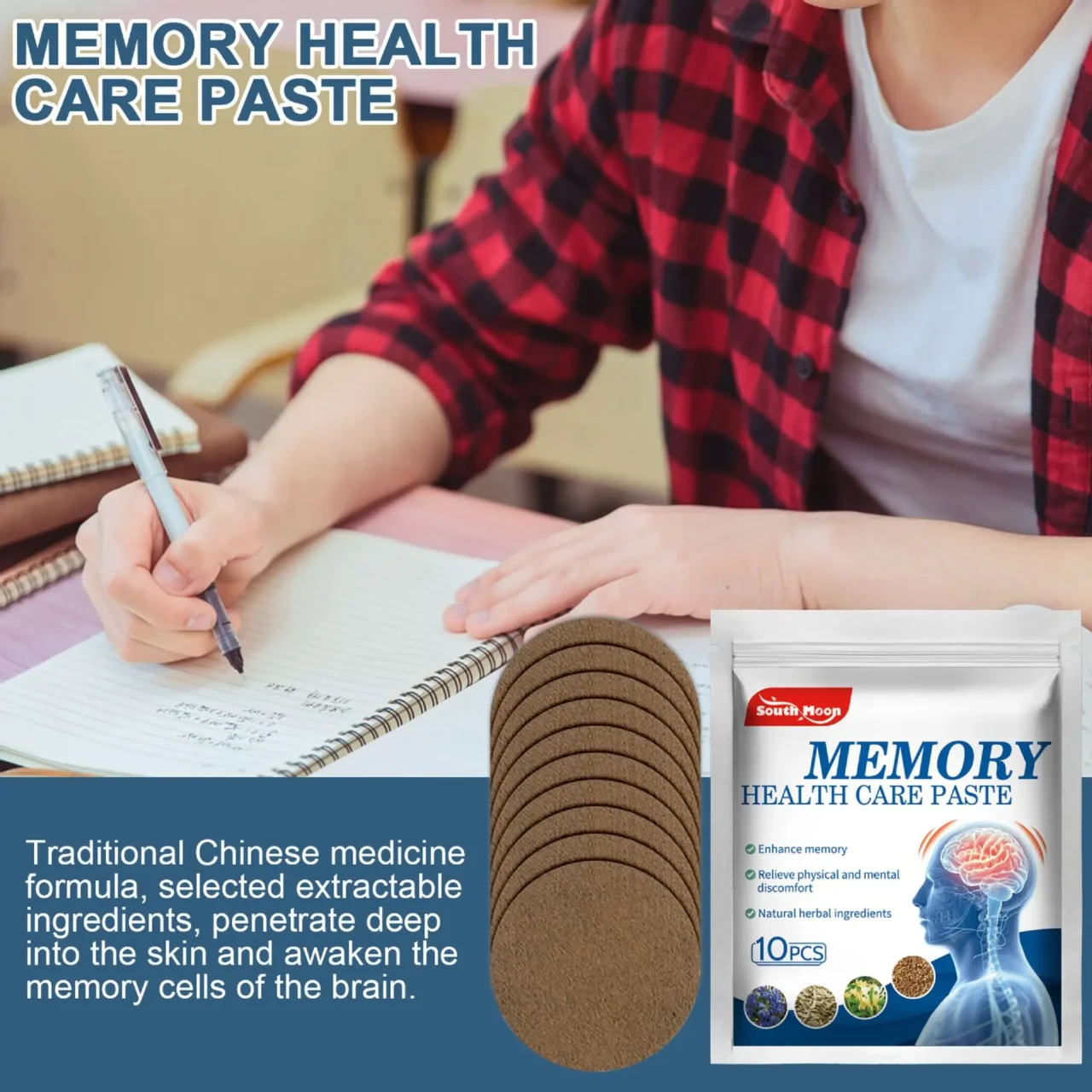 South Moon Memory Enhancement Patch Poor Memory Loss Solution Treatment Forgetfulness Effective Wake Up Brain Paste Health Care - Image 3