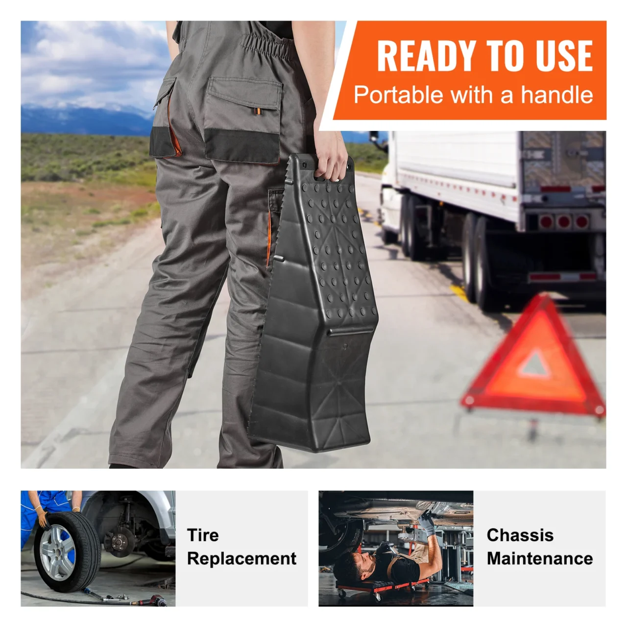 VEVOR Car Ramp Low Profile Car Service Ramp 20000 lbs/10 Ton Loading Capacity 5.5" Lift Height Car Ramp Heavy Duty Tire Ramp - Image 6