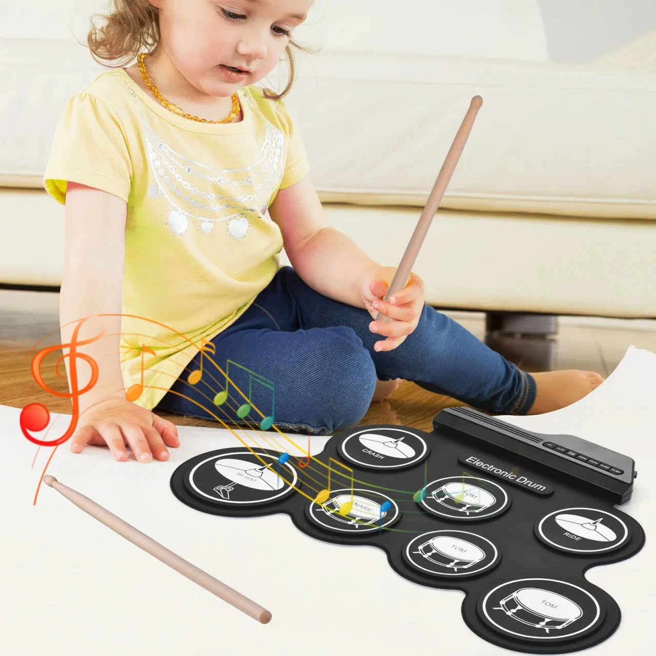Roll-Up Electronic Drum Kit – USB-Powered Foldable Pad with Pedals for Stroke Recovery, Rhythm Therapy & Hand Coordination | Stroke Lyfe™ Rehab Gear - Image 4