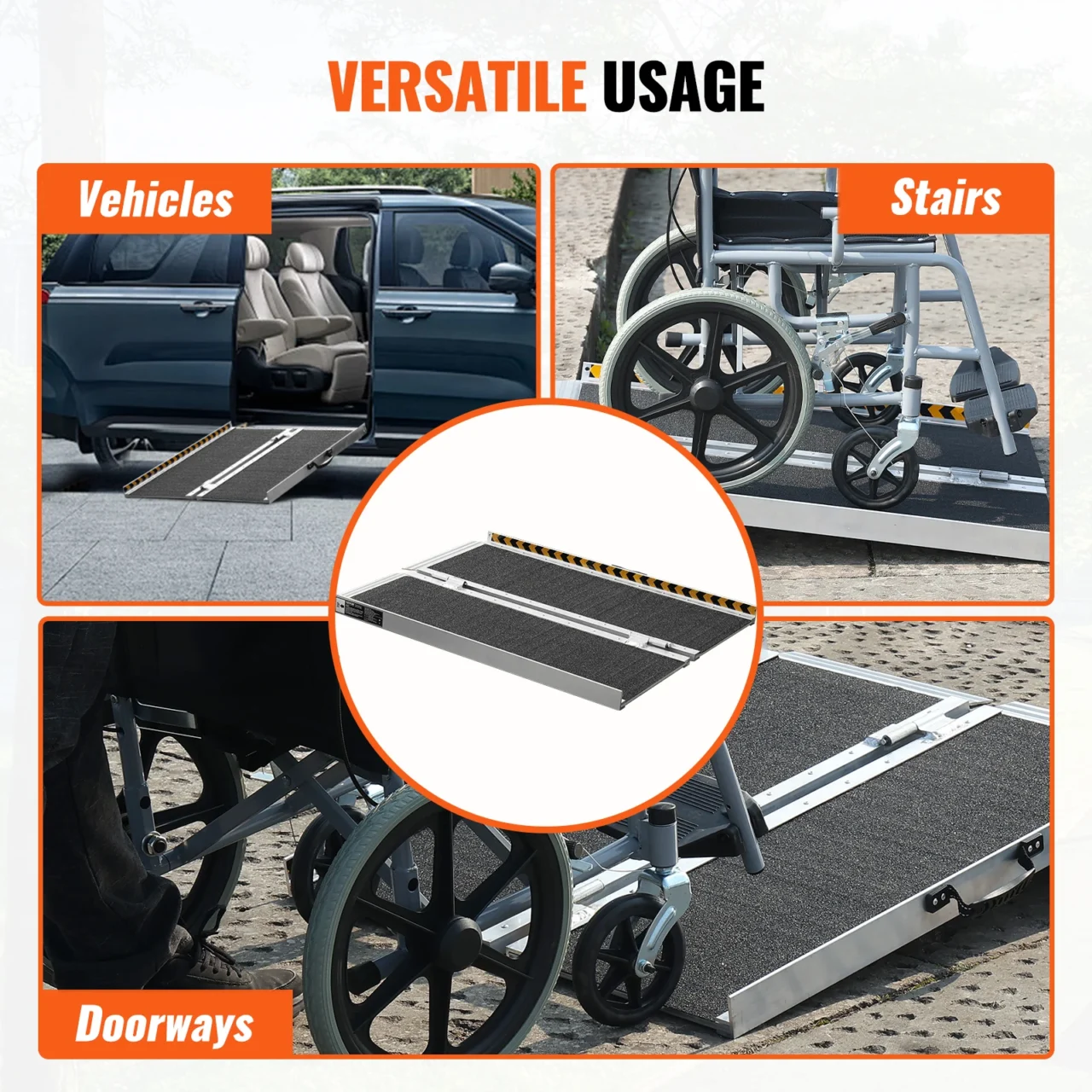 VEVOR Portable Wheelchair Ramp Non-Slip Aluminum Folding Threshold Ramp Foldable Mobility Scooter Ramp Wheel Chair Ramp - Image 6