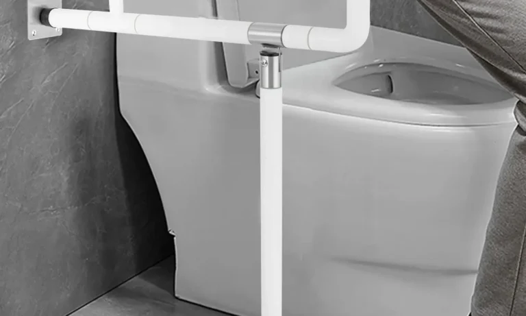 Flip-Up Toilet Safety Rails with Support Leg – 23.6" Wall-Mounted Grab Bar for Stroke Recovery, Elderly Stability & Pregnant Support | Stroke Lyfe™ Home Safety Gear