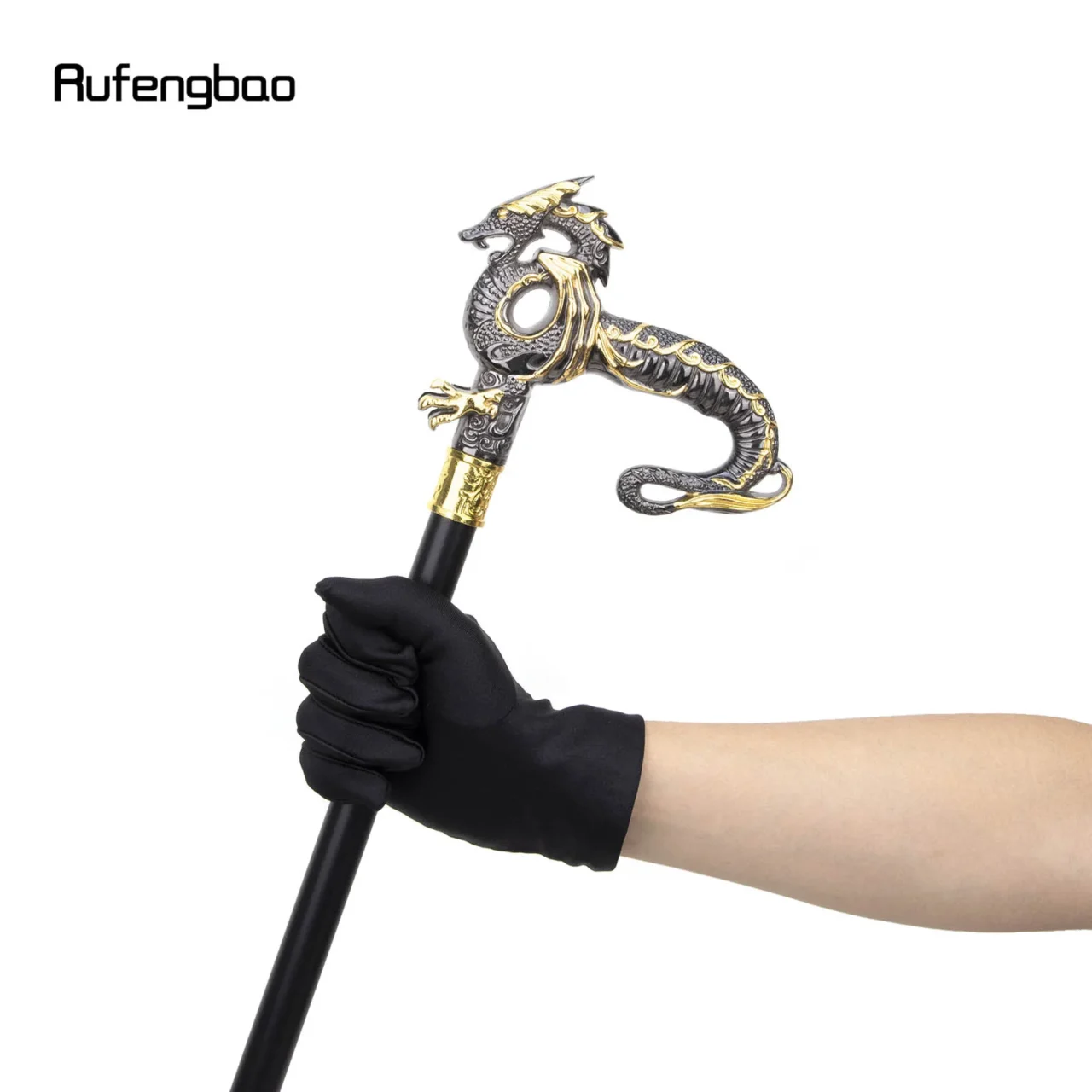 Gold Black Luxury Dragon Walking Cane Fashion Decorative Walking Stick Gentleman Elegant Cosplay Cane Knob Crosier 93cm - Image 4