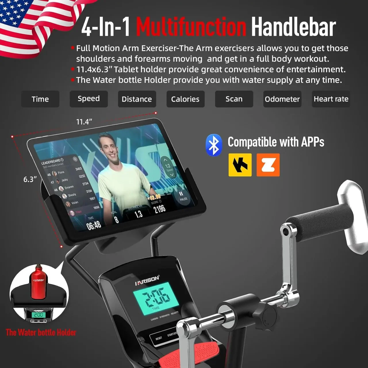 Magnetic Recumbent Exercise Bike with Arm Exerciser, Recumbent bikes for Adult and Seniors, Recumbent Exercise bike for Home gym - Image 3