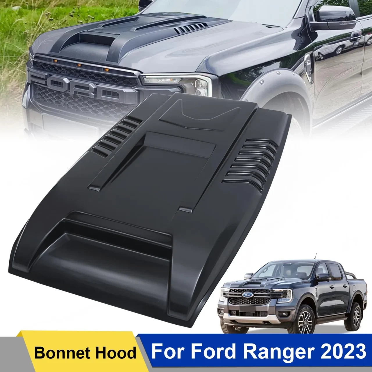 Matt Black Bonnet Scoop Hood Cover For Ford Ranger T9 2023 2024 Wildtrak XLT XLS XL Everest Off Road Next Gen Accessories 4x4