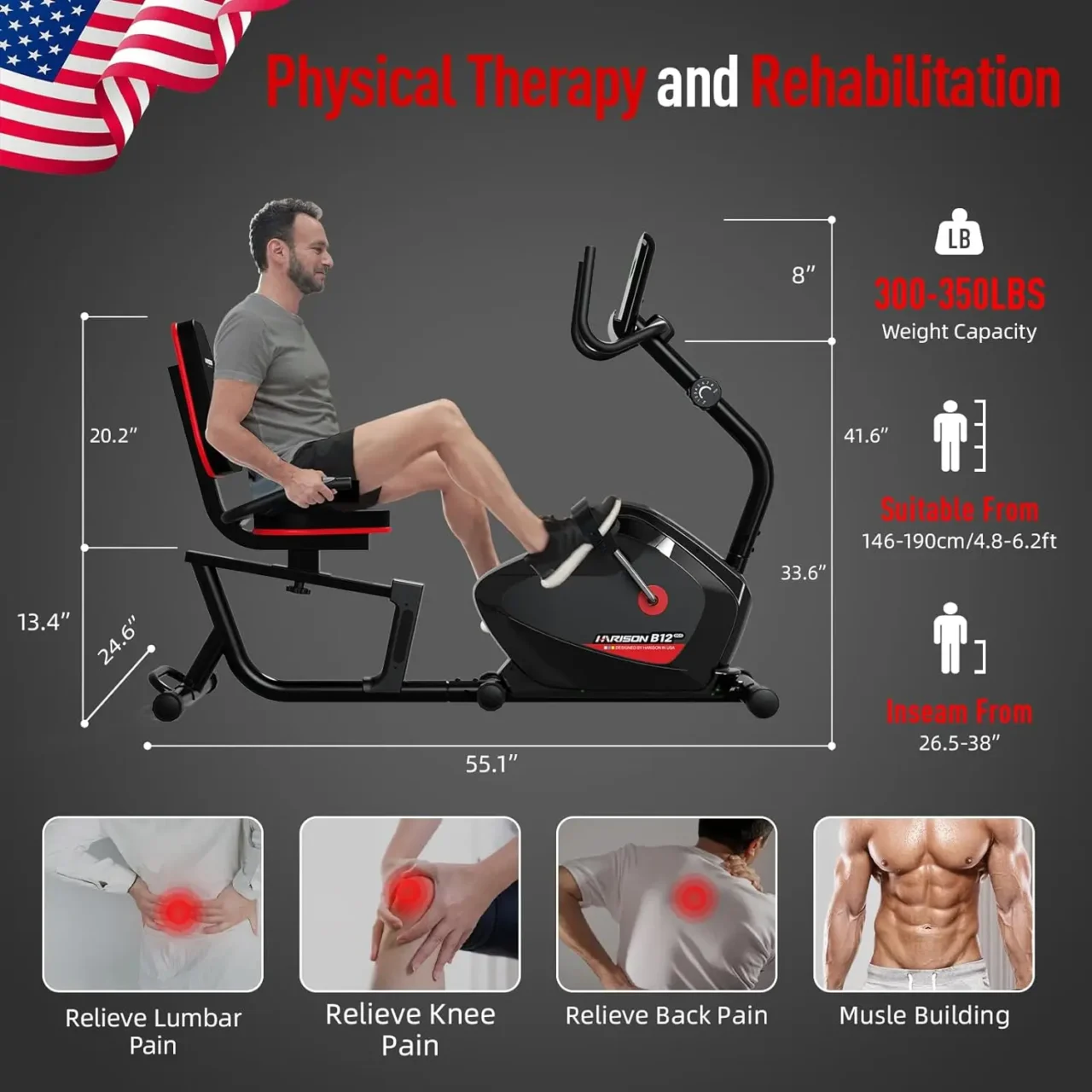 Magnetic Recumbent Exercise Bike with Arm Exerciser, Recumbent bikes for Adult and Seniors, Recumbent Exercise bike gym bicycle - Image 4