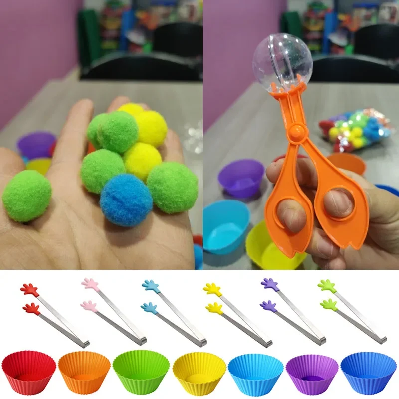 Children's Fine Motor Skill Matching Game Learning Counting Toy Colorful Plush Ball Sorting Games Montessori Early Education Toy - Image 3