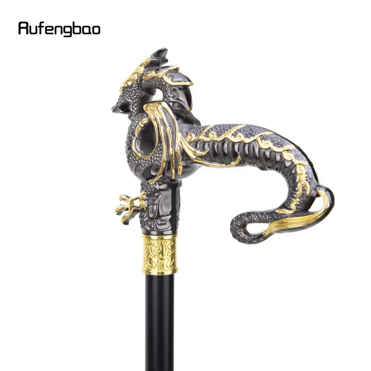 Gold Black Luxury Dragon Walking Cane Fashion Decorative Walking Stick Gentleman Elegant Cosplay Cane Knob Crosier 93cm - Image 2