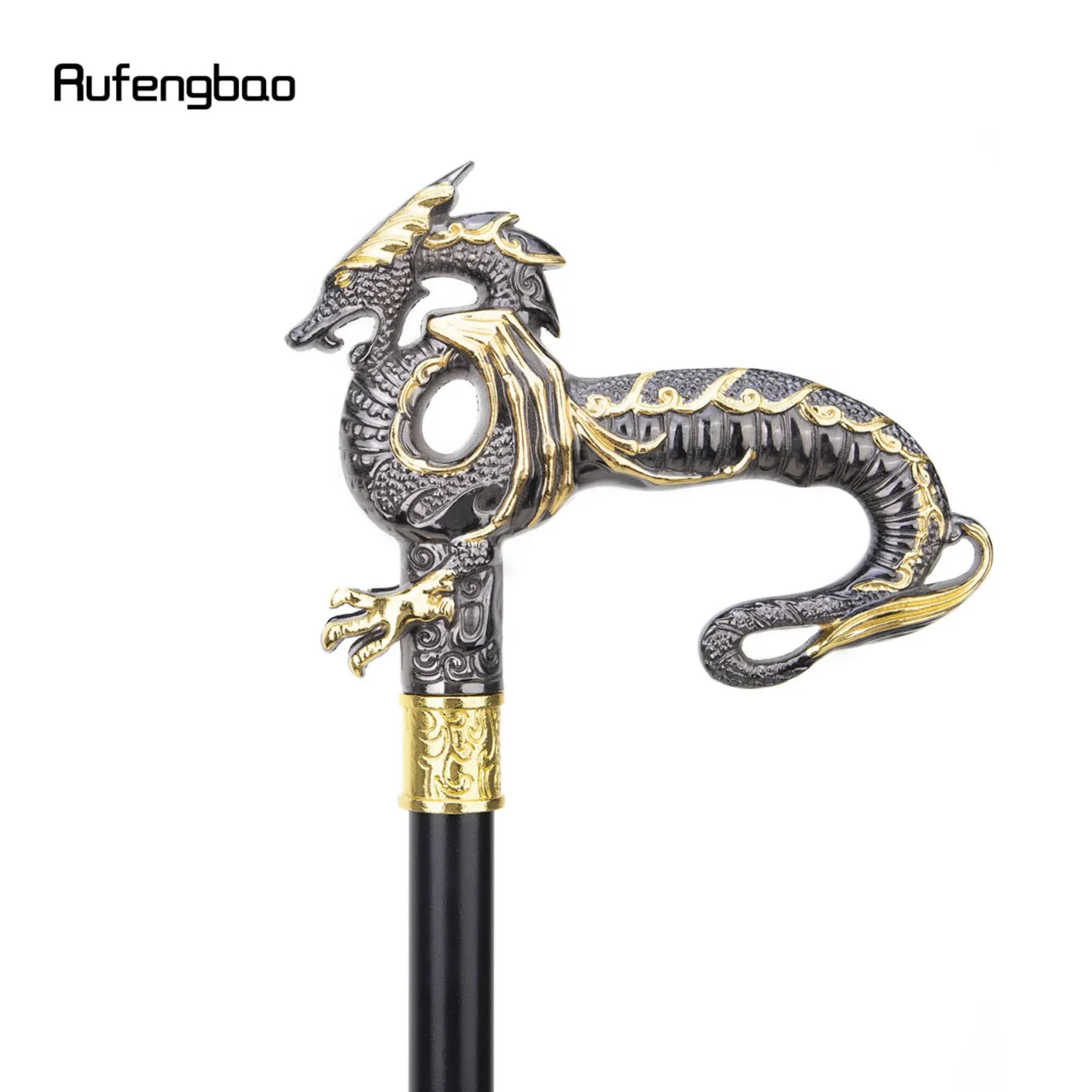 Gold Black Luxury Dragon Walking Cane Fashion Decorative Walking Stick Gentleman Elegant Cosplay Cane Knob Crosier 93cm - Image 3