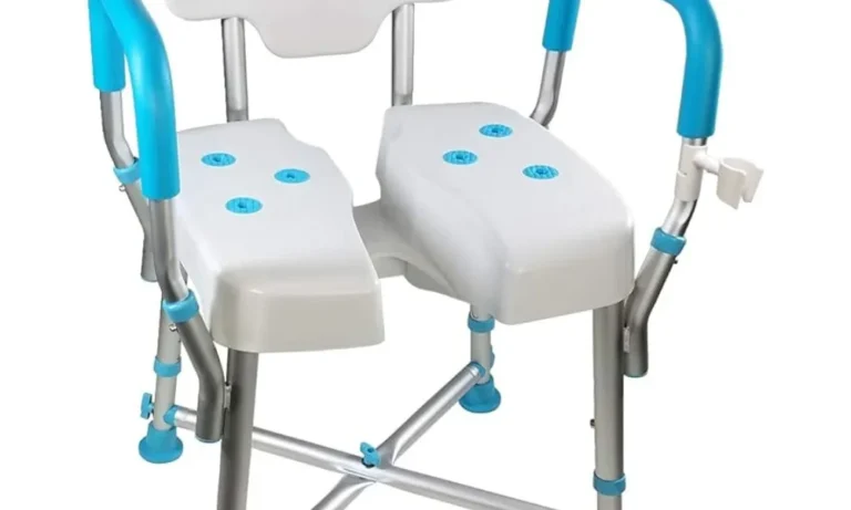 Hygienic Cutout Shower Chair with Backrest & Armrests – Adjustable Bath Seat with Clip-On Shower Head Holder for Stroke Recovery & Elderly Safety | Stroke Lyfe™ Home Safety Gear