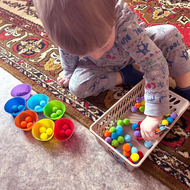 Children's Fine Motor Skill Matching Game Learning Counting Toy Colorful Plush Ball Sorting Games Montessori Early Education Toy - Image 6