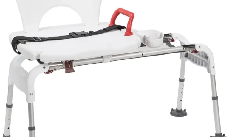 Sliding Transfer Bench with Armrests & Seat Belt – Adjustable Height Shower Chair for Stroke Recovery, Elderly Safety & 300lb Support | Stroke Lyfe™ Home Safety Gear