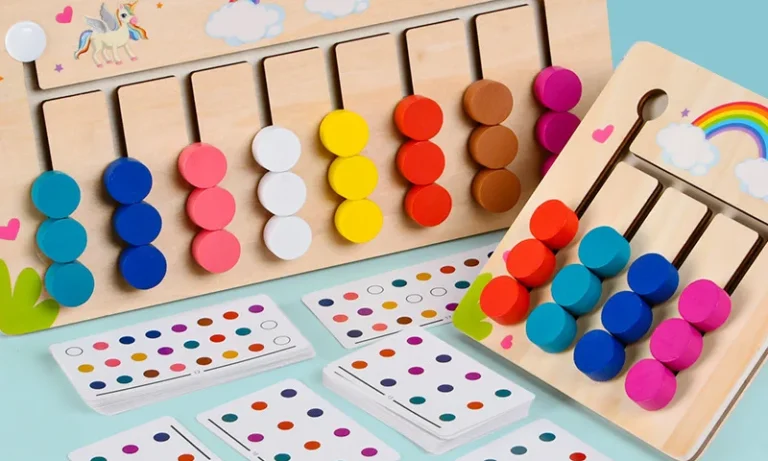 Montessori Learning Toys Mobile Color and Shape Puzzle,Matching Brain Teasers Logic Game Early Educational Wooden Toys for Kids