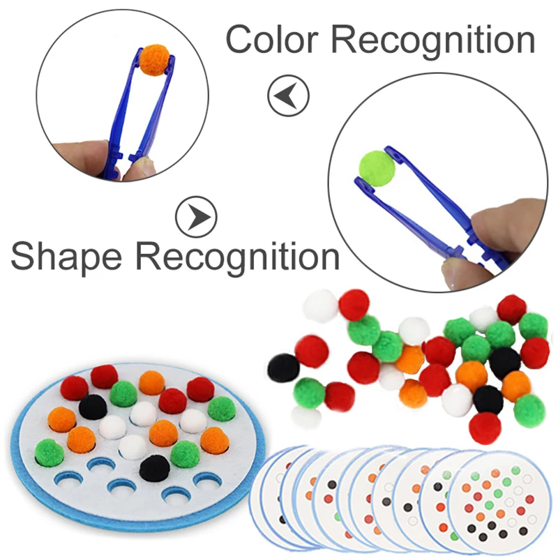 Pompoms Color Sorting Matching Game Baby Preschool Fine Motor Skill Training Montessori Early Educational Toys Party Favors Gift - Image 4