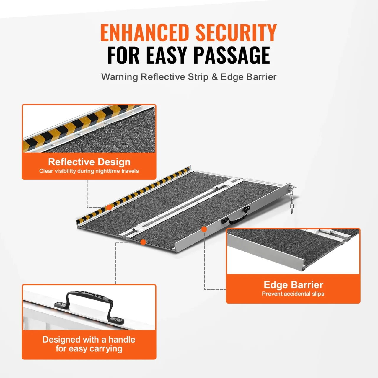 VEVOR Portable Wheelchair Ramp Non-Slip Aluminum Folding Threshold Ramp Foldable Mobility Scooter Ramp Wheel Chair Ramp - Image 4