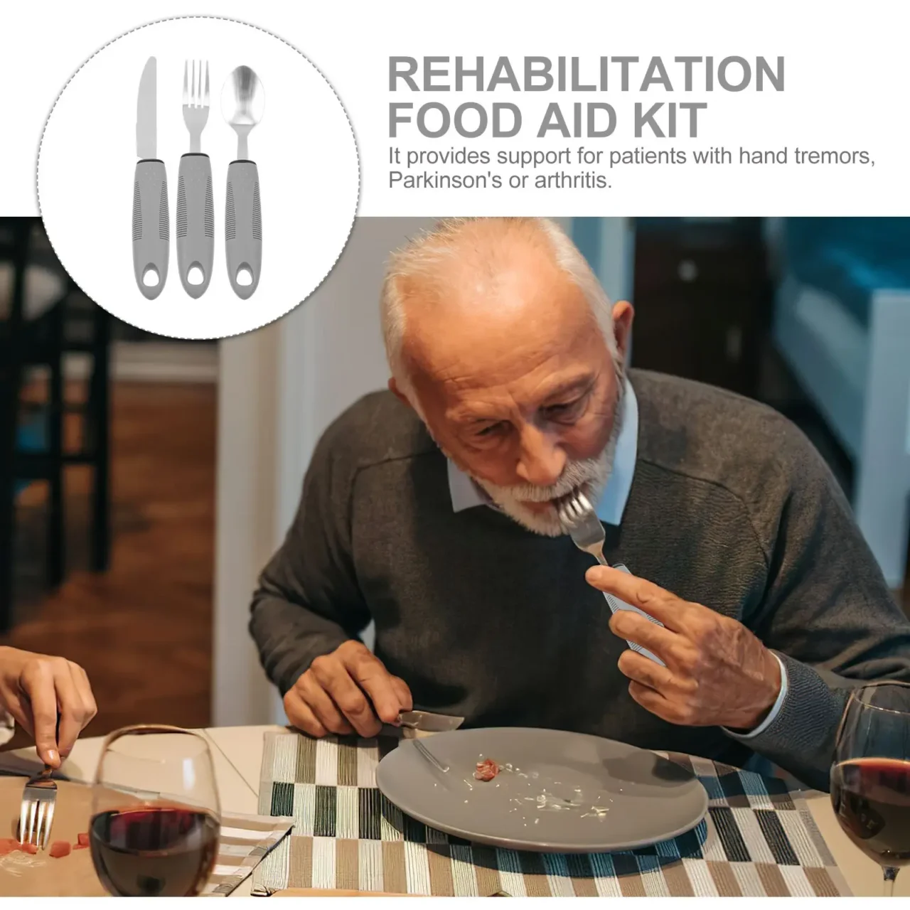 Utensils Adaptive Built Cutlery Up Bendable Spoon Handicapped People Fork Elderly set Parkinsons Non Handle Silverware - Image 6
