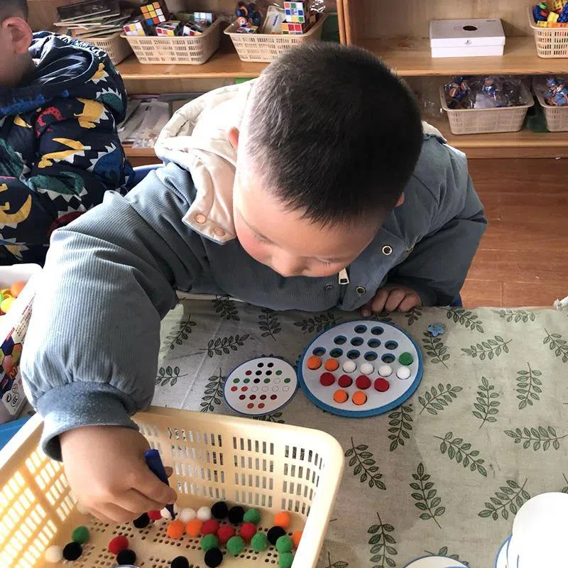 Pompoms Color Sorting Matching Game Baby Preschool Fine Motor Skill Training Montessori Early Educational Toys Party Favors Gift - Image 2