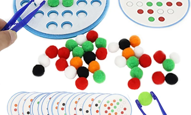 Pompoms Color Sorting Matching Game Baby Preschool Fine Motor Skill Training Montessori Early Educational Toys Party Favors Gift