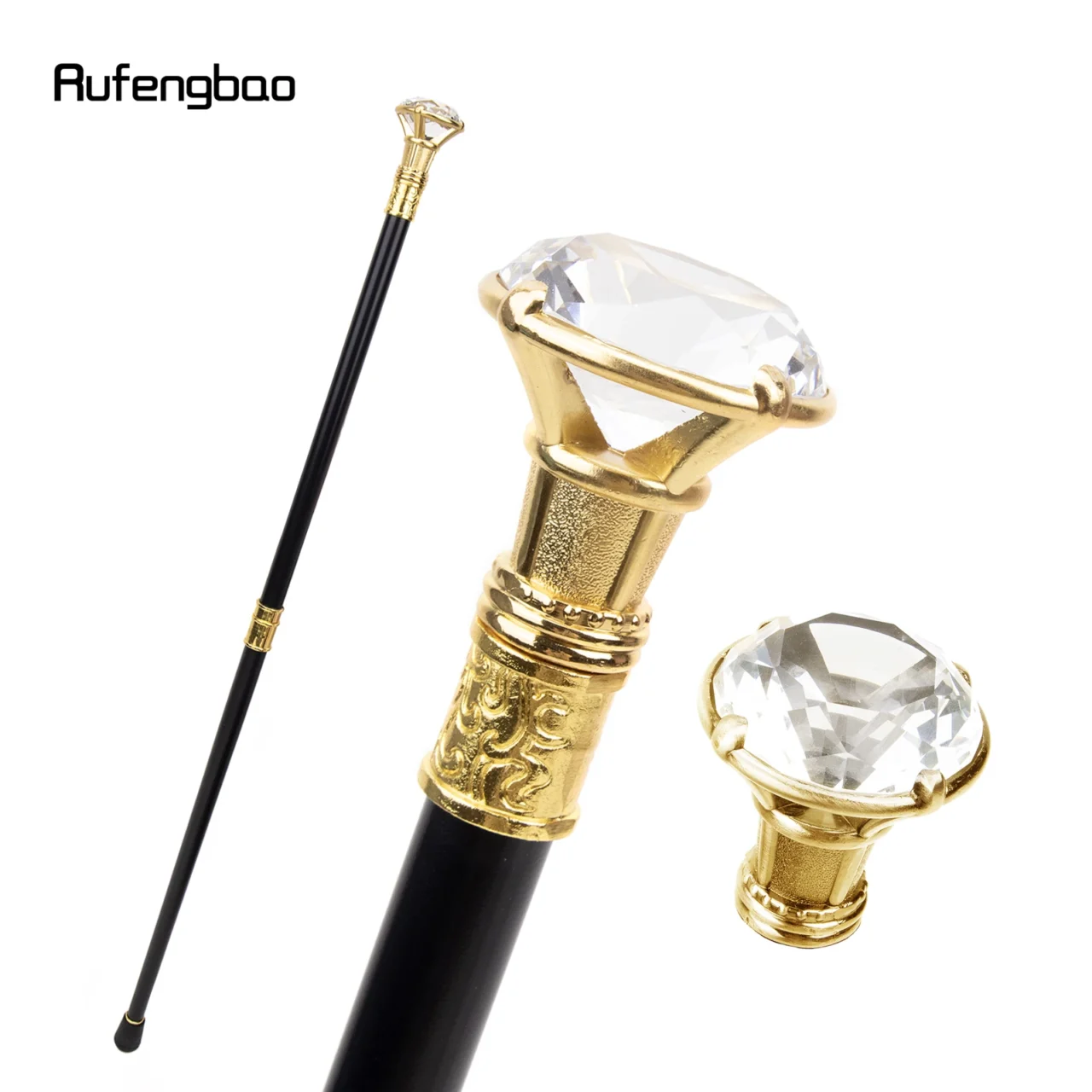 Golden Diamond Walking Cane – Decorative Gentleman’s Stick with Elegant Knob for Stroke Recovery, Style & Cosplay | Stroke Lyfe™ Mobility Gear