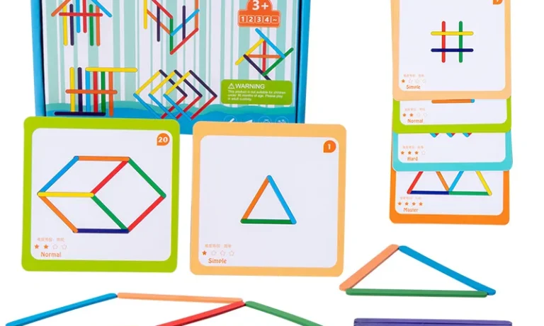 Montessori Toy Kids Sensory Logical Thinking Challenge Table Games Rainbow Stick Puzzle Children Educational Wooden Toys