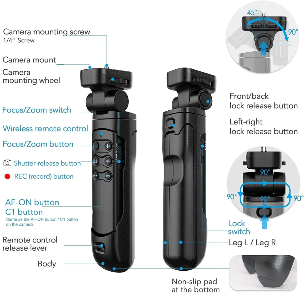 Wireless Remote Control Grip Tripod YouTube TikTok Vlogging Shoot for Sony ZV-E10 ZV-E1 ZV-1F A6400 A6100 A9II A1 A7C A7IV A7RV - Image 6