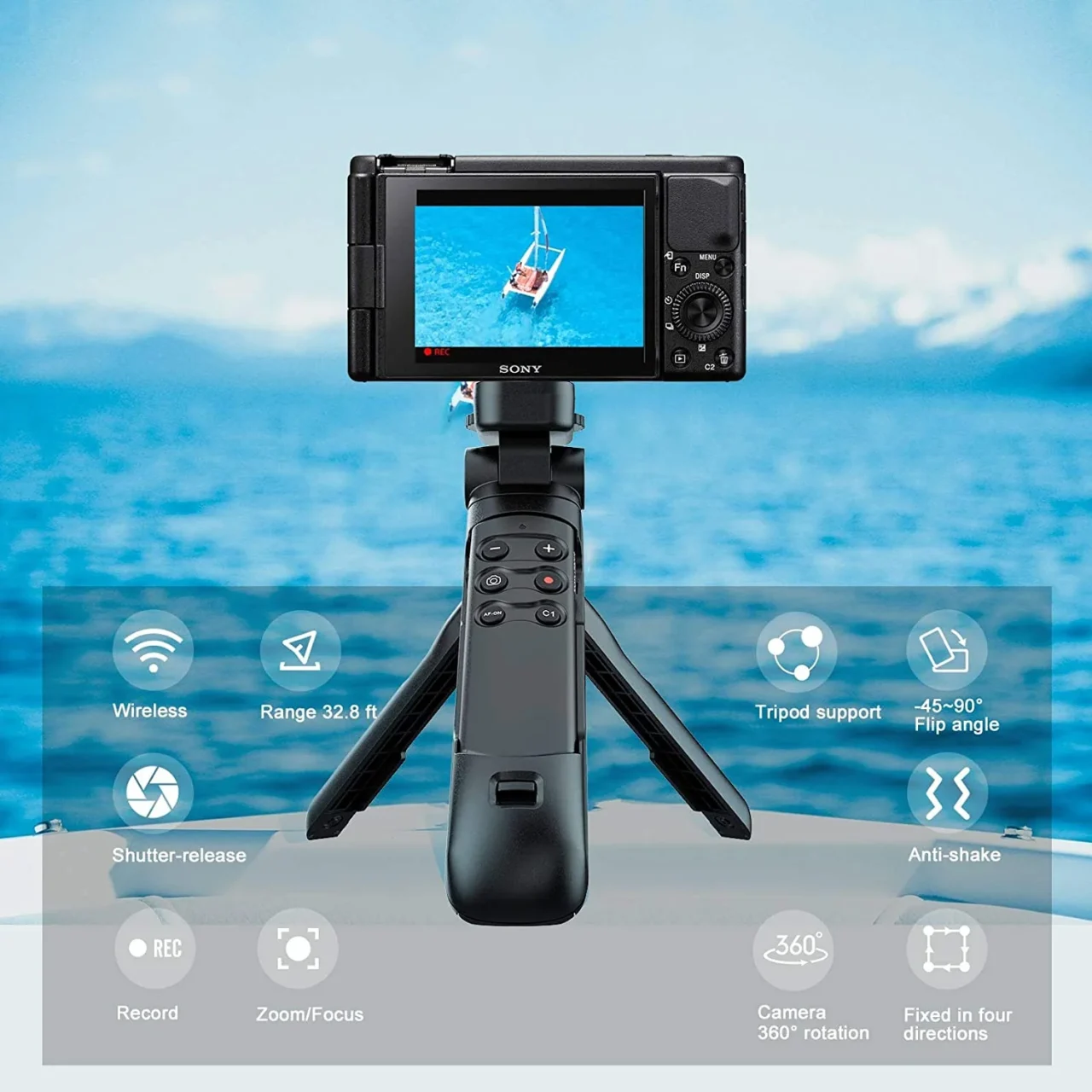 Wireless Remote Control Grip Tripod YouTube TikTok Vlogging Shoot for Sony ZV-E10 ZV-E1 ZV-1F A6400 A6100 A9II A1 A7C A7IV A7RV - Image 2