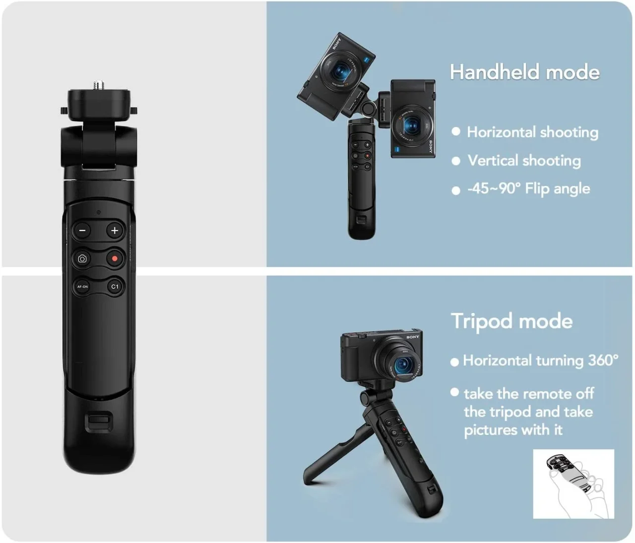 Wireless Remote Control Grip Tripod YouTube TikTok Vlogging Shoot for Sony ZV-E10 ZV-E1 ZV-1F A6400 A6100 A9II A1 A7C A7IV A7RV - Image 4