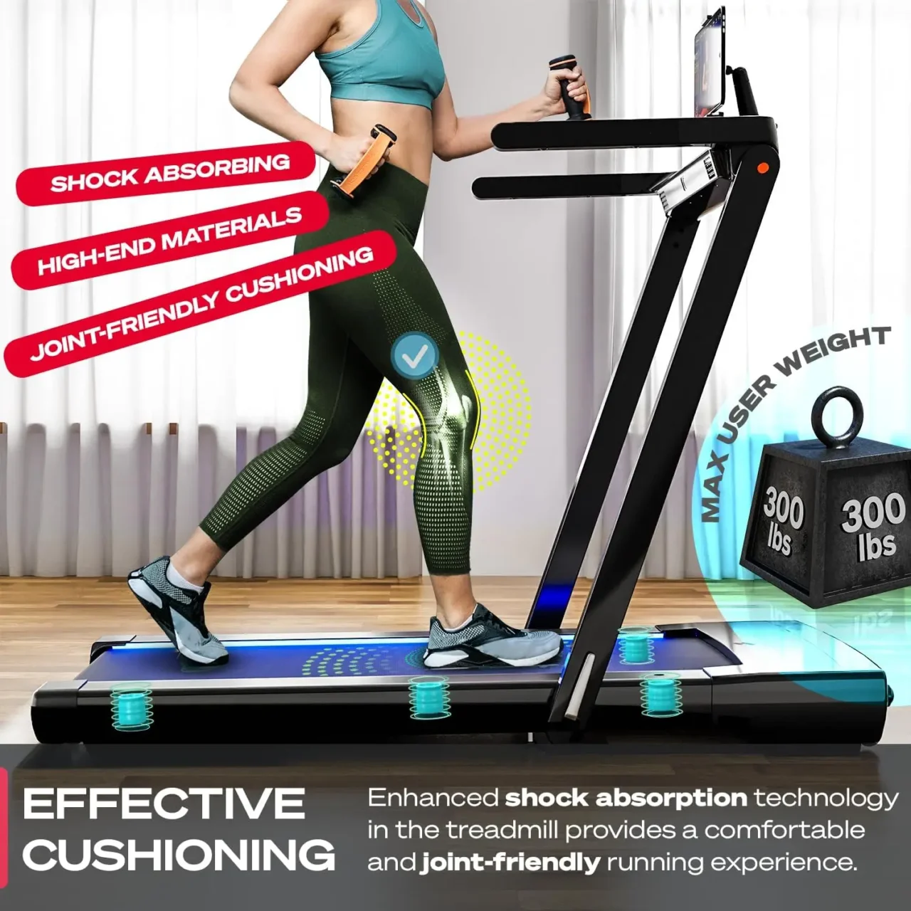 2in1 Treadmill Foldable Walking Pad Under Desk for Home Office | Remote Control + App | Easy Convertible 300lbs Tread - Image 5