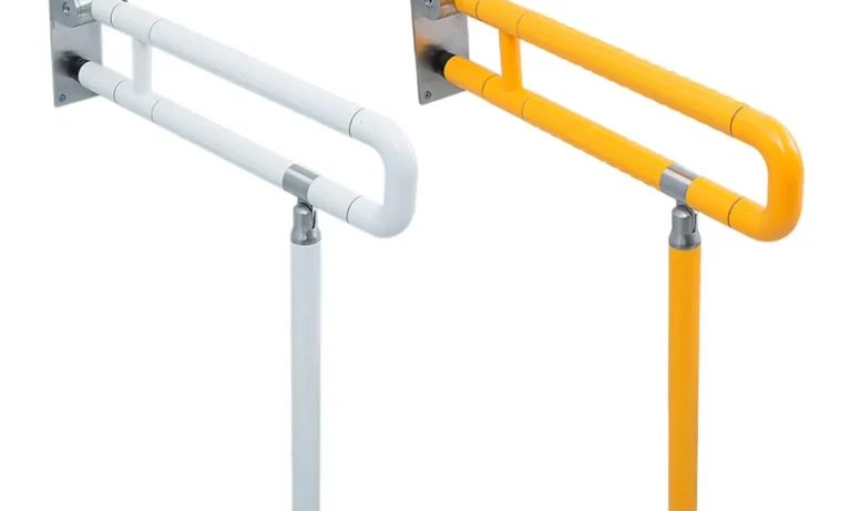 Foldable Handicap Grab Bars – Wall-Mounted Toilet Rails with Shower Handle for Stroke Recovery, Elderly Safety & Bathroom Support | Stroke Lyfe™ Mobility Series
