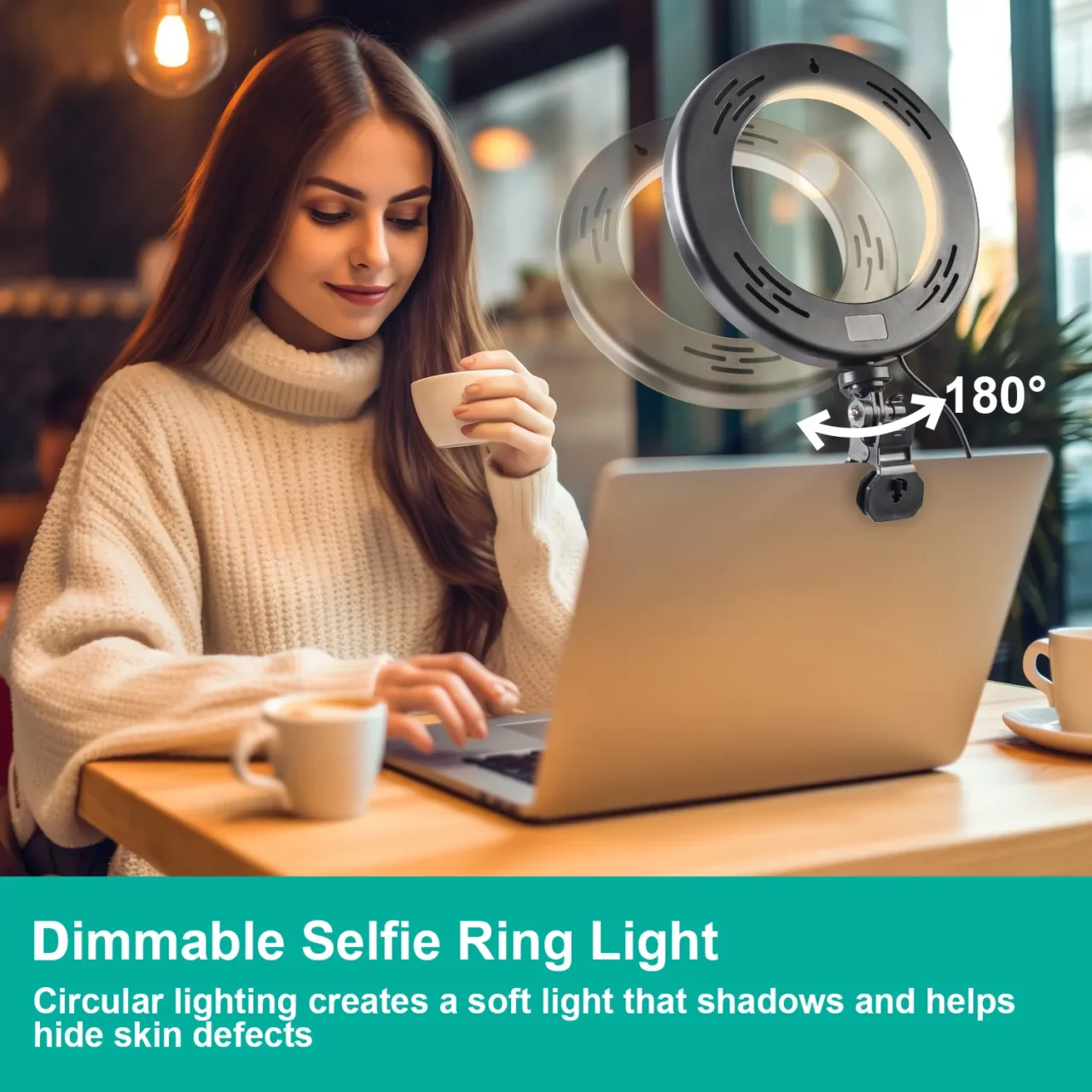 Zomei RGB Light, Ring Light Clip on Laptop Monitor for Webcam Lighting/Zoom Lighting/Remote Working/ Live Streaming - Image 3