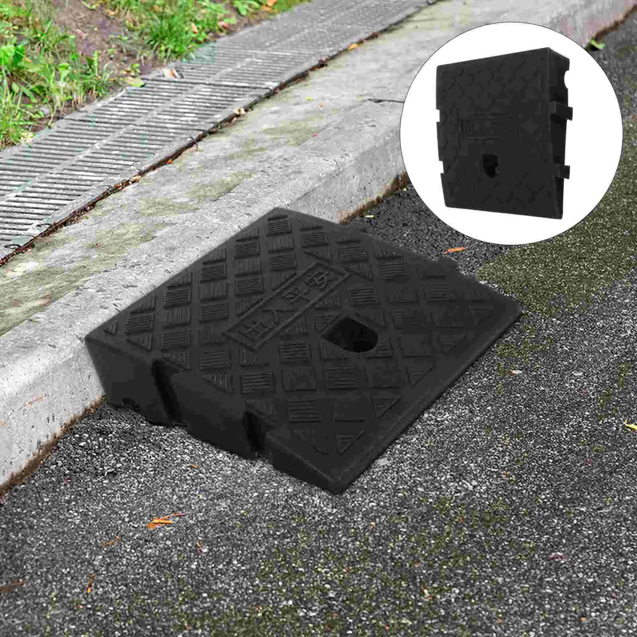 2 Pcs Wheelchair Ramps Cars Portable Triangle Pad Drive over Cable Protector Curb Entry Driveway Plastic for Sidewalks - Image 5