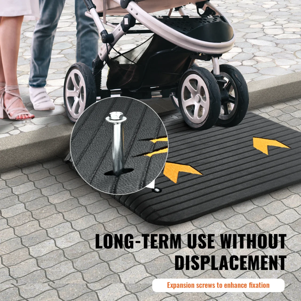 VEVOR Multi Size Driveway Curb Ramps Portable Non-Slip Lightweight Rubber Threshold Car Ramp for Wheelchair Motorcycle Scooter - Image 6