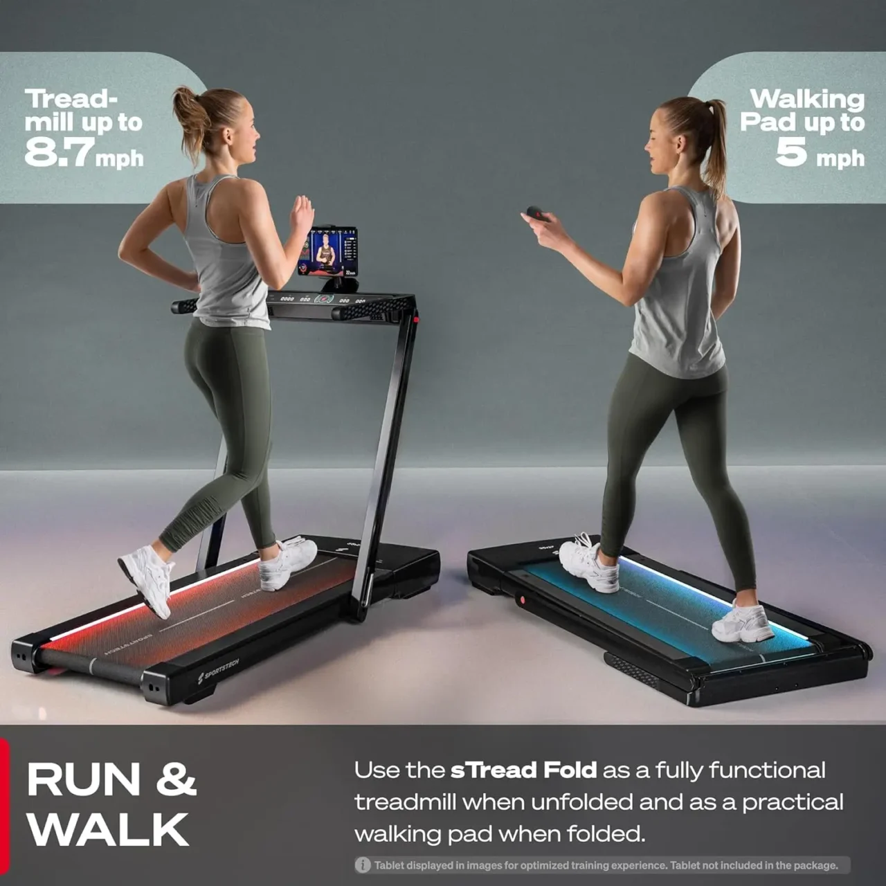 2in1 Treadmill Foldable Walking Pad Under Desk for Home Office | Remote Control + App | Easy Convertible 300lbs Tread - Image 2