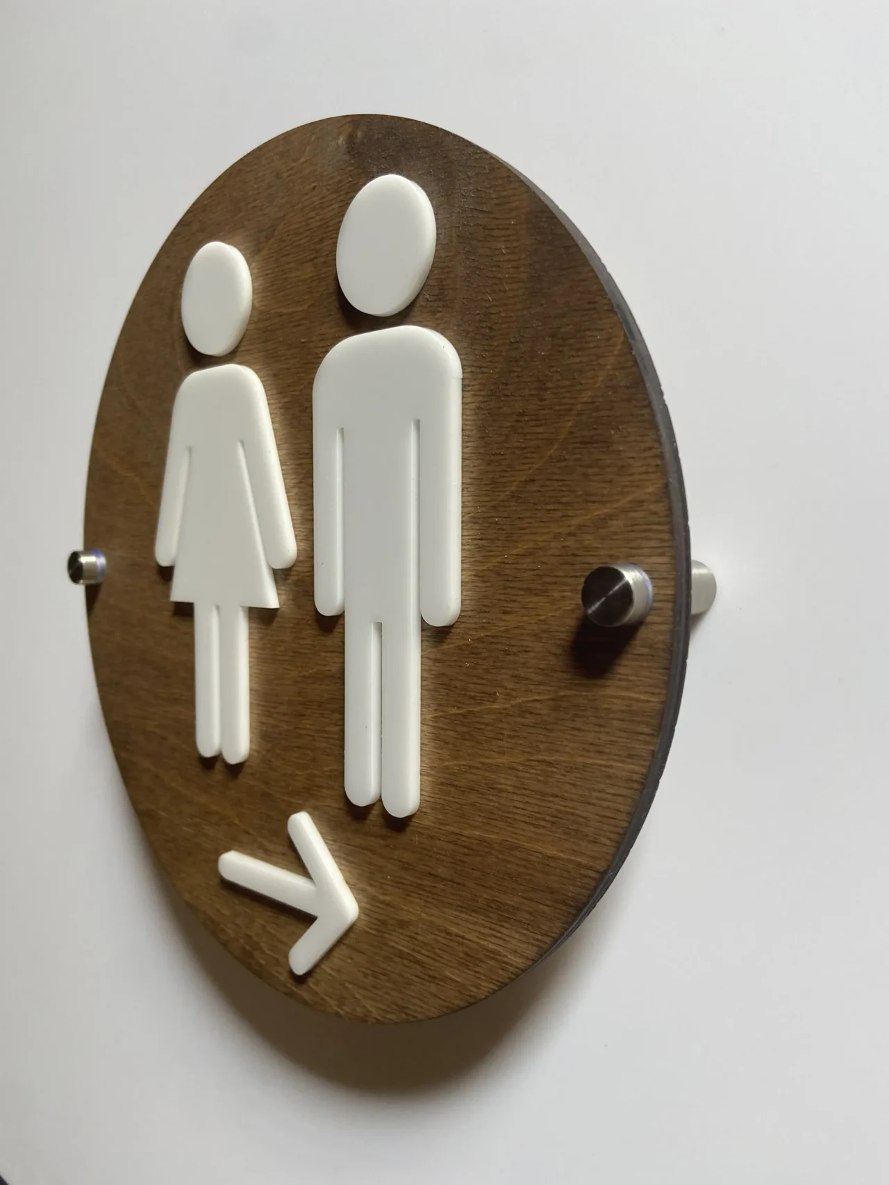 Women Men Unisex Office Cafe Restroom Directional Arrow Signs Acrylic Business Handicap Bathroom Wood Floating 3D Relief Arrow - Image 2