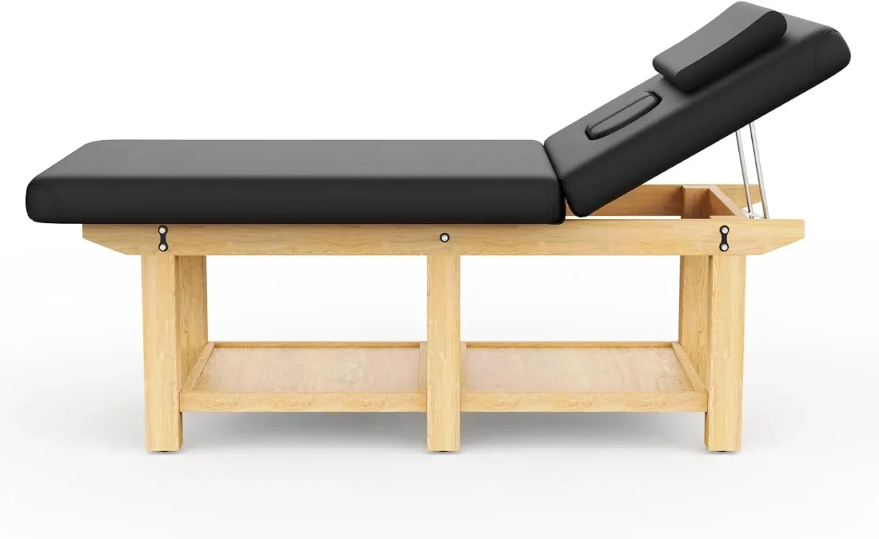 Wood Wide Stationary Massage Table for Treatment Table Physical Therapy Table Spa Facial Bed PU Leather 31.5'' W × 75'' L Heavy - Image 2