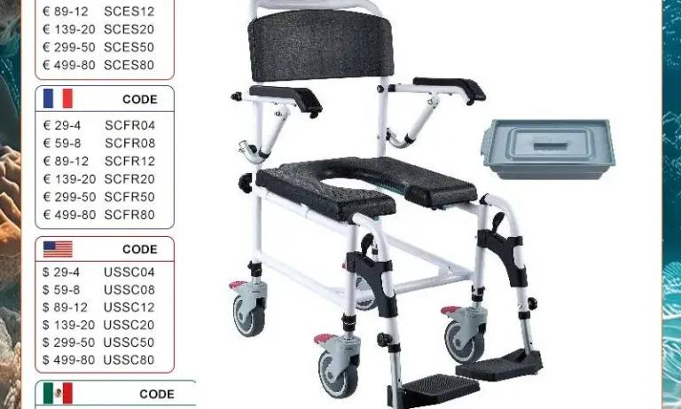 VEVOR 4-in-1 Shower Commode Wheelchair – Adjustable Height, Lockable Wheels & Removable Bucket for Stroke Recovery & Daily Living | Stroke Lyfe™ All Ages Series