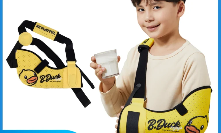 VELPEAU Kids Arm Sling for Broken Forearm, Fracture Shoulder Immobilizer with Waist Strap for Child Skin Friendly and Latex-free