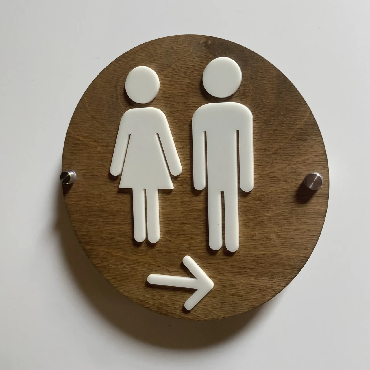 Women Men Unisex Office Cafe Restroom Directional Arrow Signs Acrylic Business Handicap Bathroom Wood Floating 3D Relief Arrow - Image 3
