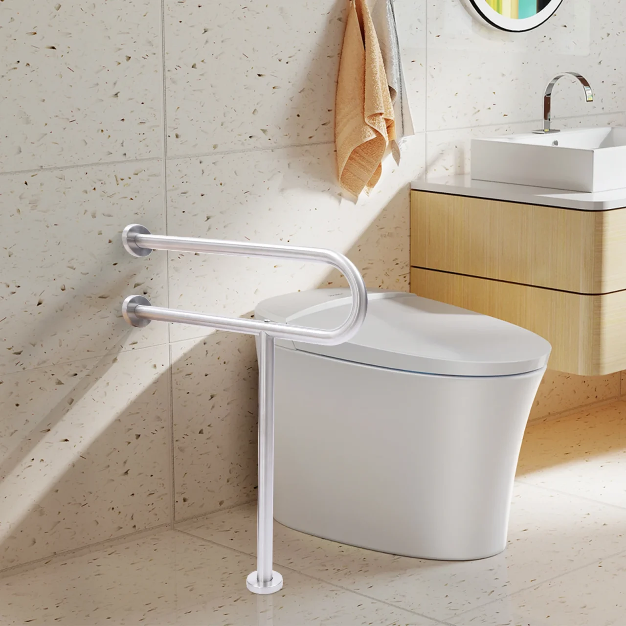 Stainless Steel Handicap Rails, Grab Bars, Bathroom and Toilet Support for Elderly and Disabled, Hand Shower, Safety Handrail - Image 2