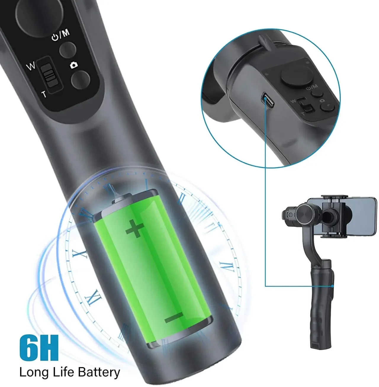 QAML F6/R15 Smartphone Gimbal – 3-Axis & Single-Axis Stabilizer for Stroke Recovery, TikTok Vlogs & Mobile Video Recording | Stroke Lyfe™ NeuroAccess - Image 5