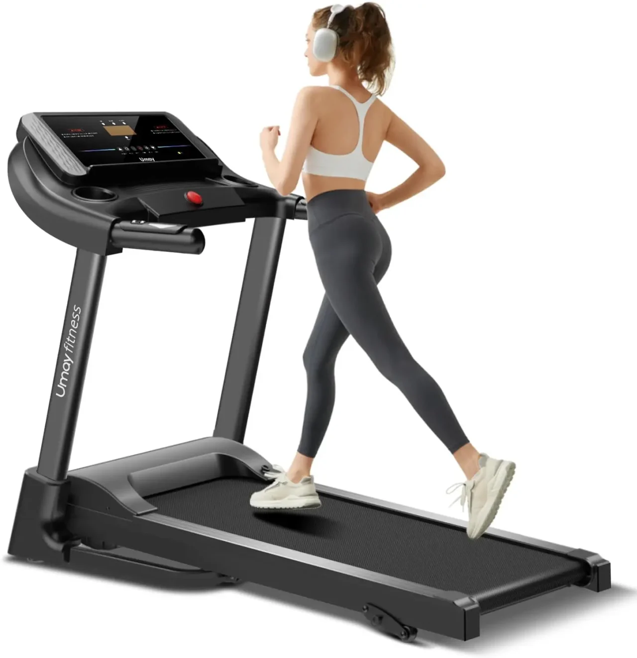Fitness Home Folding Incline Treadmill with Pulse Sensors, 3.0 HP Quiet Brushless, 8.7 MPH, 300 lbs Capacity
