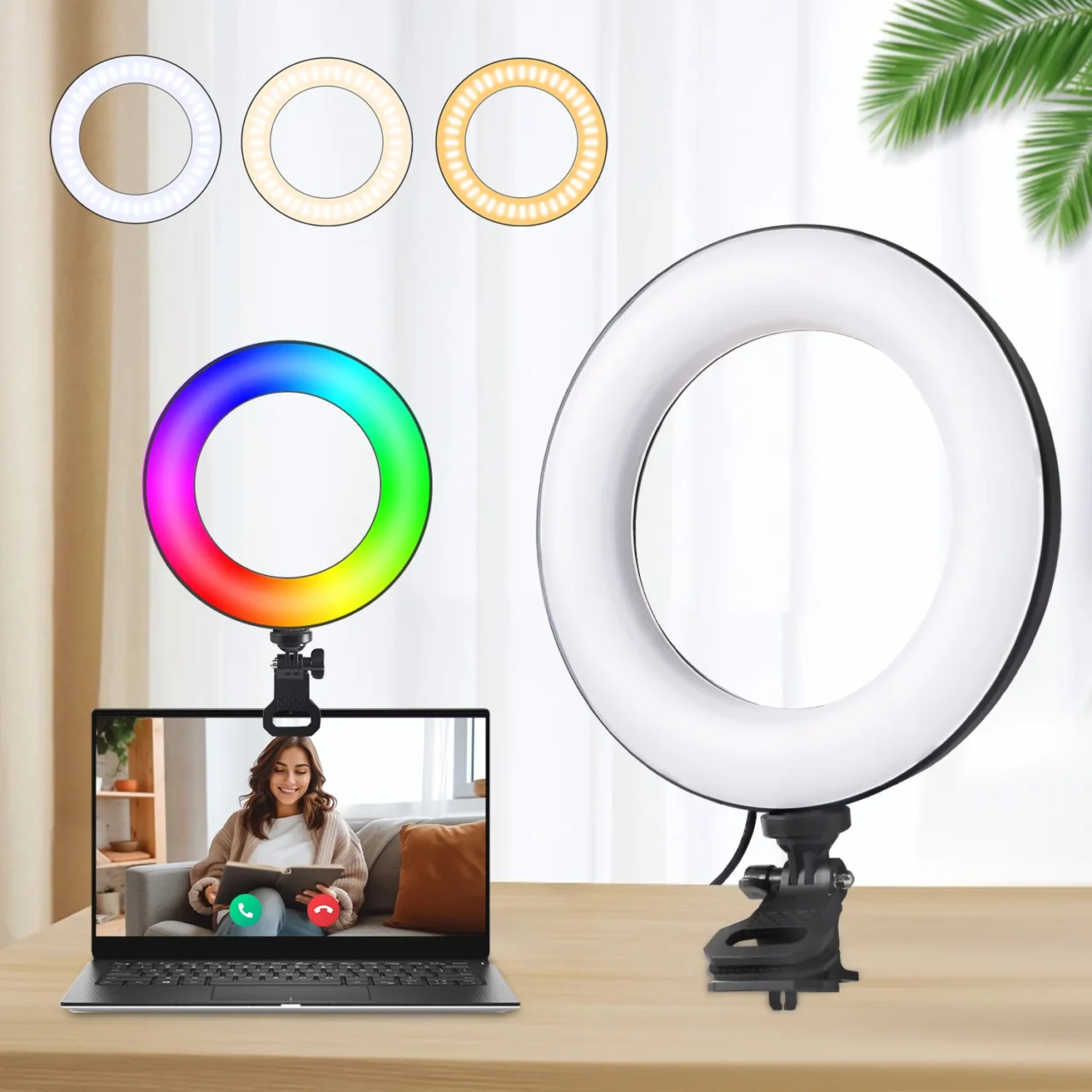 Zomei RGB Light, Ring Light Clip on Laptop Monitor for Webcam Lighting/Zoom Lighting/Remote Working/ Live Streaming